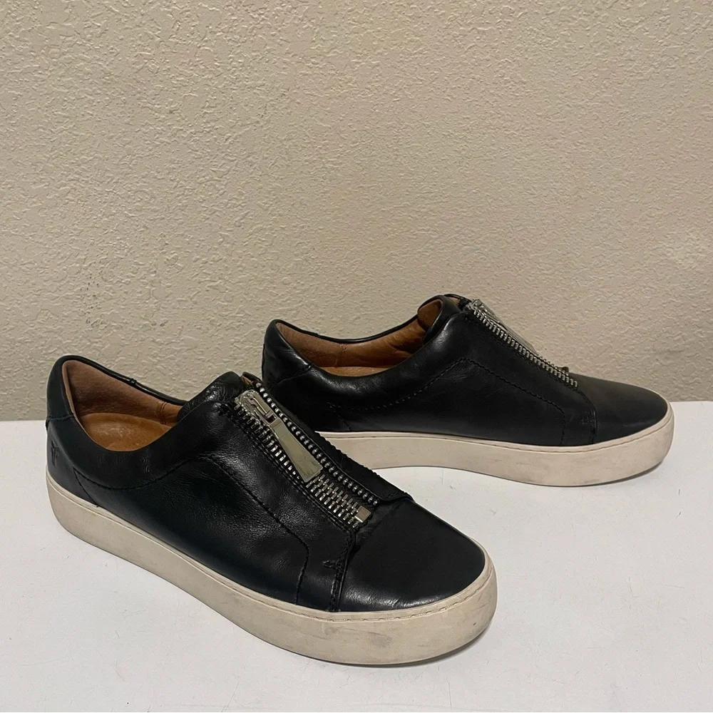 Frye Lena Low Top‎ Platform Zipper Leather Sneakers